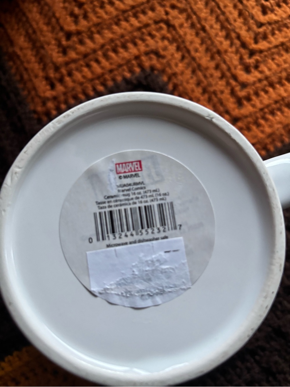 Marvel White Ceramic Mug with Logo Sticker